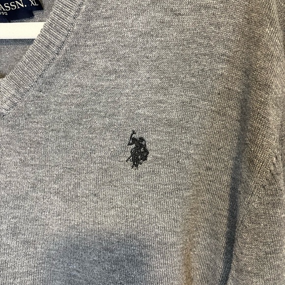 U.S. Polo Assn. Men's Grey V-Neck Sweater - Picture 3 of 3